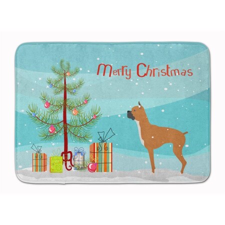 Carolines Treasures Boxer Merry Christmas Tree Machine Washable Memory Foam Mat BB2971RUG
